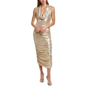 Carla Ruiz Womens  Metallic Cowl Neck Midi Dress, Metallic